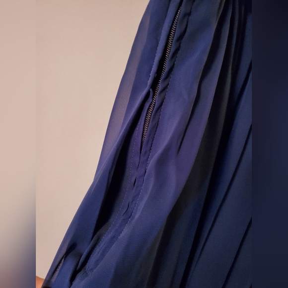 Tevolio One-Shoulder Navy Blue Chiffon David's Bridal Bridesmaid Party Dress 14 - Picture 7 of 10